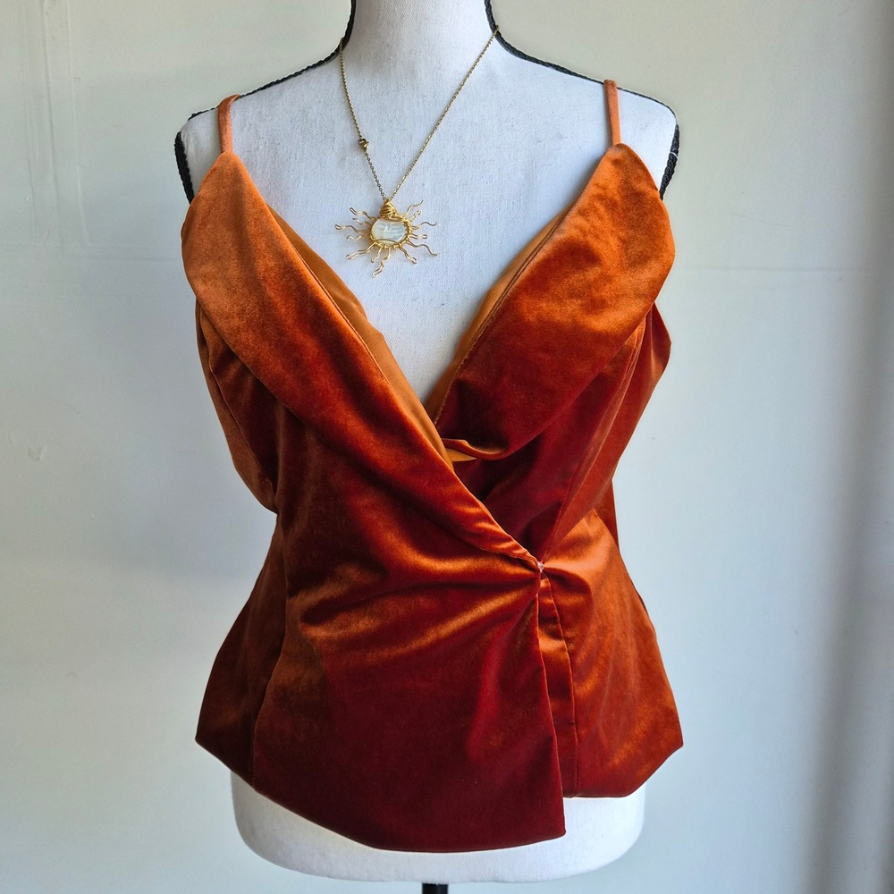 AW Bridal Velvet Wrap Cami Top Women 8 Whimsigoth 70s Retro Formal Cocktail Y2K